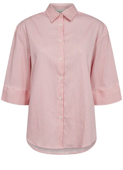 BRUUN & STENGADE SKJORTE, BS TALIA, LIPSTICK RED/WHITE 